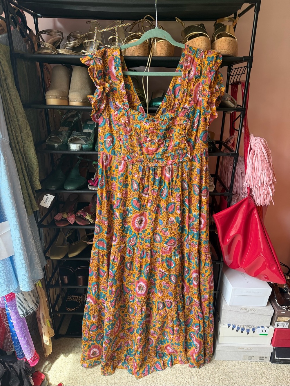 House of Harlow 1960 Yellow Floral Paisley Maxi Dress